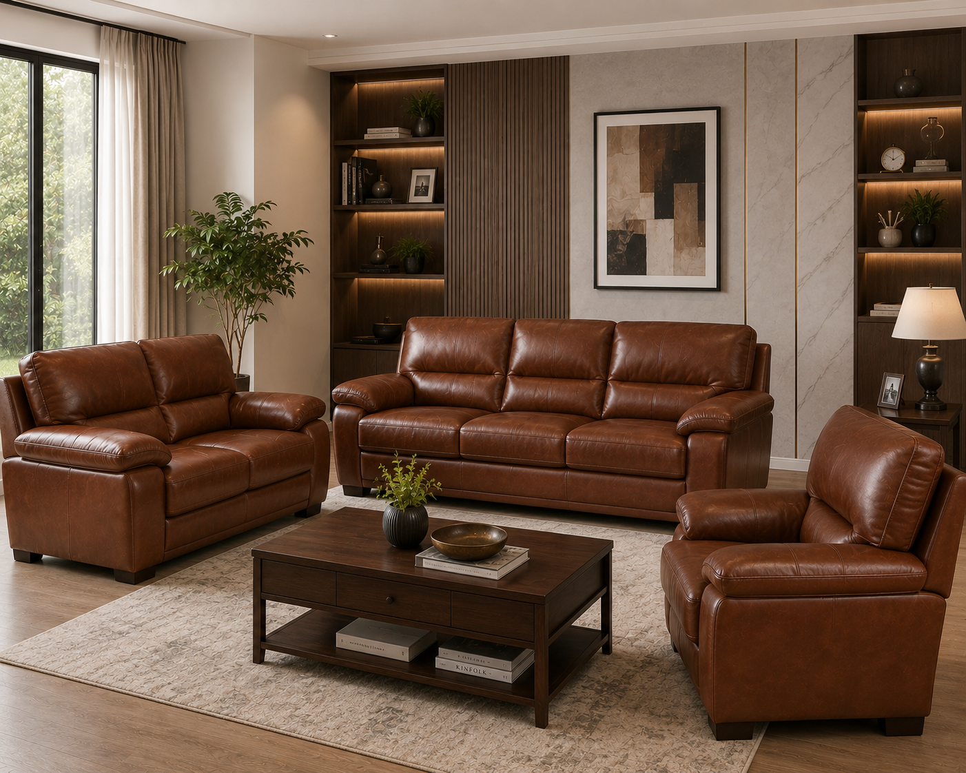 Modern lounge with Synthetic Leather seating 